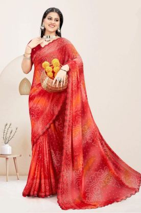  Bandhani printed saree, likely made of Chiffon or a similar lightweight fabric (RB textile) 6658745101244