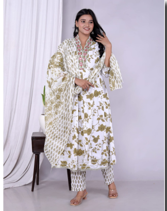 Printed cotton kurati with a floral design (RB textile)