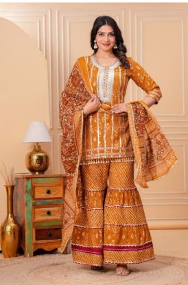 Short kurti with sharara and dupatta ( RB textile)