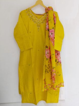 yellow floral printed Kurti Set (RB textiles)