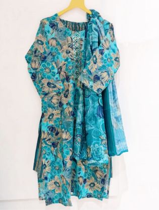 Light blue floral printed kurti Set (RB textiles)
