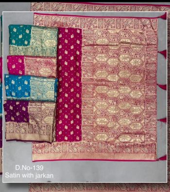 Silk saree satin with jhrkan (RB textile)