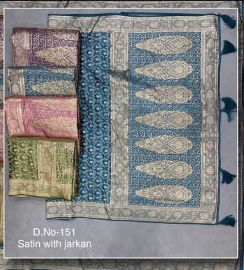 Satin with jarkan silk saree (RB textile )