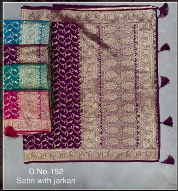 Satin with jarkan silk saree (RB textile )