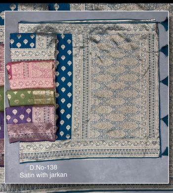 Satin with jarkan silk saree (RB textile )