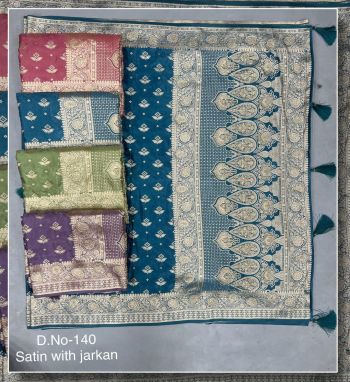 Satin with jarkan silk saree (RB textile )