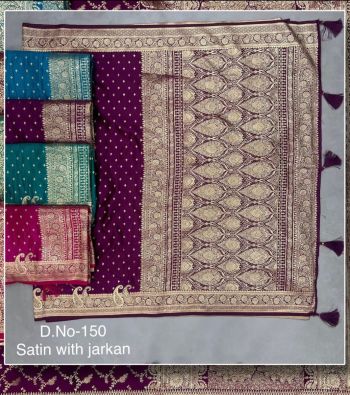 Satin with jarkan silk saree (RB textile )