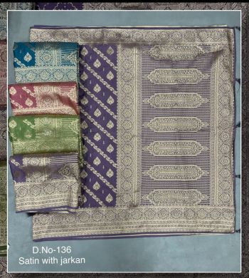 Satin with jarkan silk saree (RB textile )