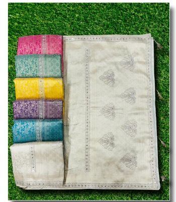 Zari Glow Tissue Silk Saree with Embroidered Motifs(RB textile) 6658745101227